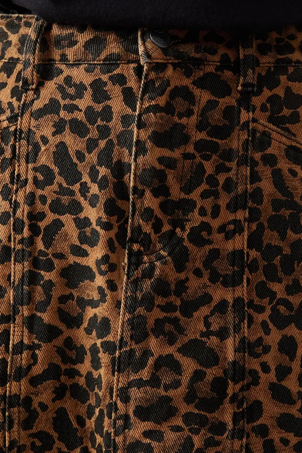 Leopard Print Denim Maxi Skirt