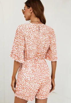 Leopard Print Frill Trim Wrap Top Playsuit