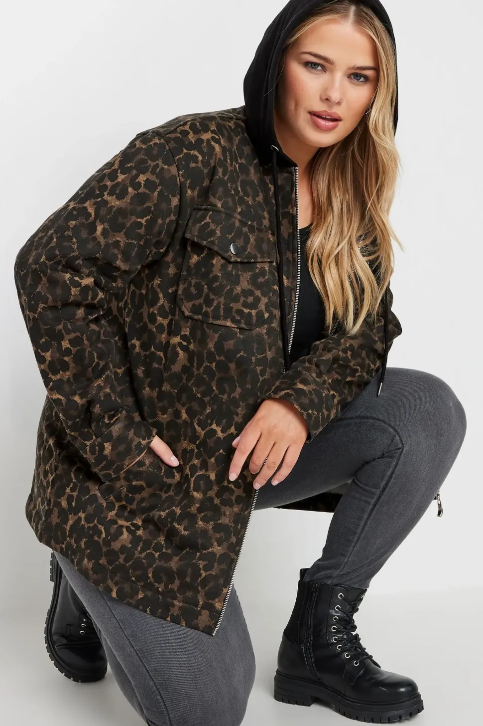 Leopard Print Hooded Shacket