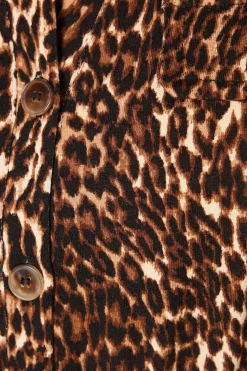 Leopard Print Jersey Pocket Detail Belted Shirt Dress