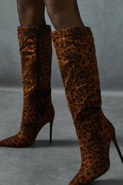 Leopard Print Knee High Boots