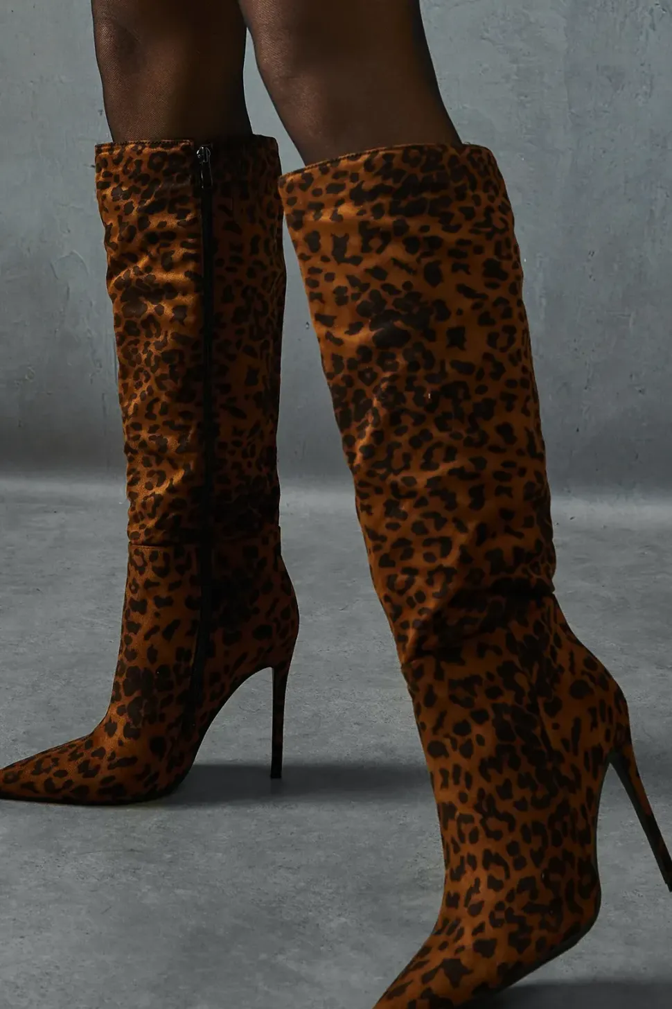 Leopard Print Knee High Boots