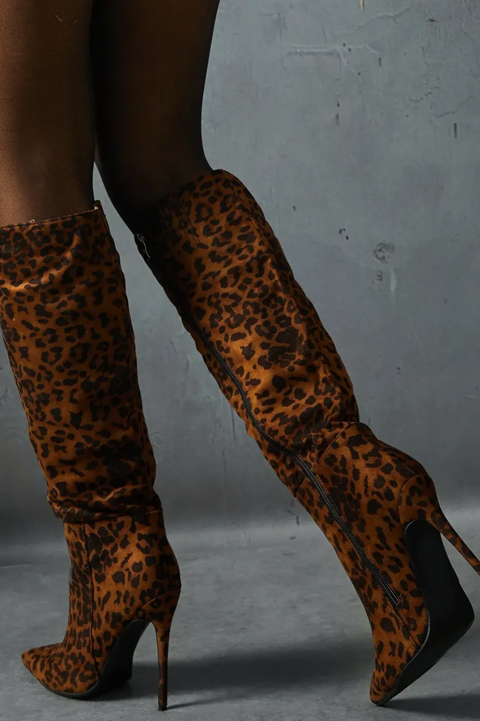 Leopard Print Knee High Boots