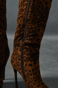 Leopard Print Knee High Boots