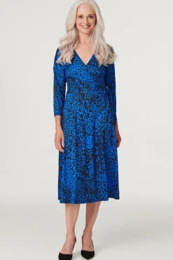 Leopard Print Midi Wrap Dress
