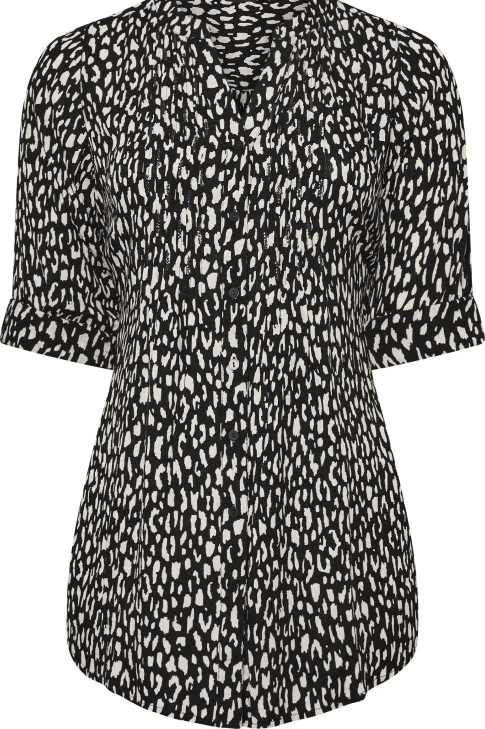 Leopard Print Pintuck Blouse