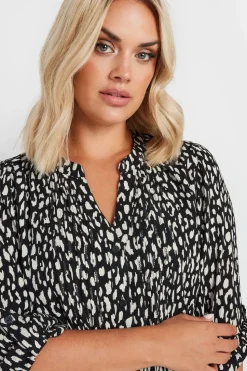 Leopard Print Pintuck Blouse