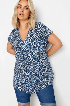 Leopard Print Pleat Front Blouse