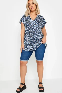 Leopard Print Pleat Front Blouse