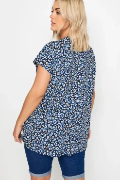 Leopard Print Pleat Front Blouse