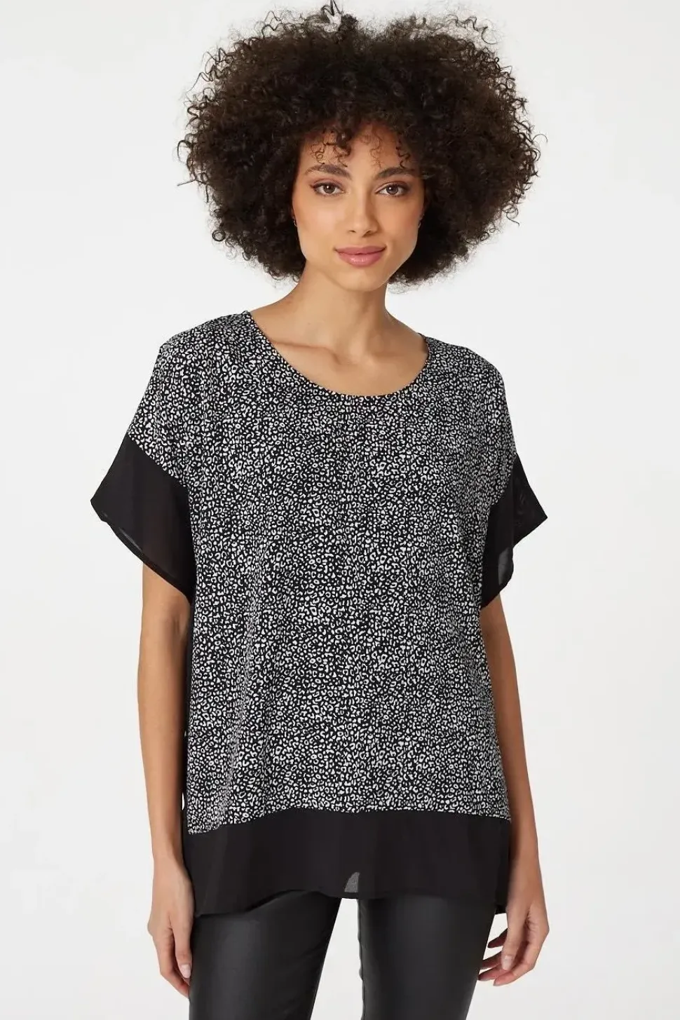 Leopard Print Poncho Blouse Top