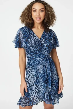 Leopard Print Short Wrap Dress