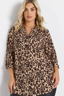 Leopard Print 3/4 Sleeve Shirt