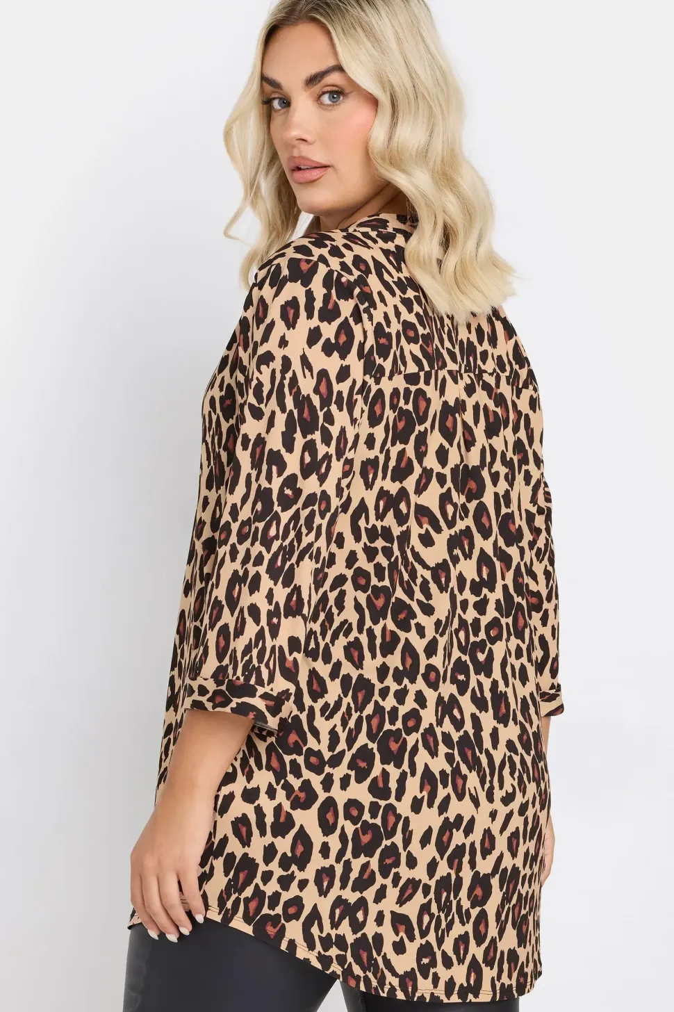 Leopard Print 3/4 Sleeve Shirt