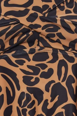 Leopard Print Twist Front Tankini Top