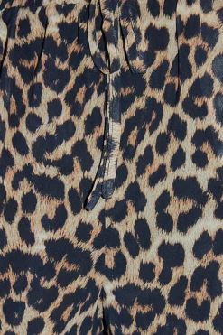 Leopard Print Wide Leg Chiffon Trousers