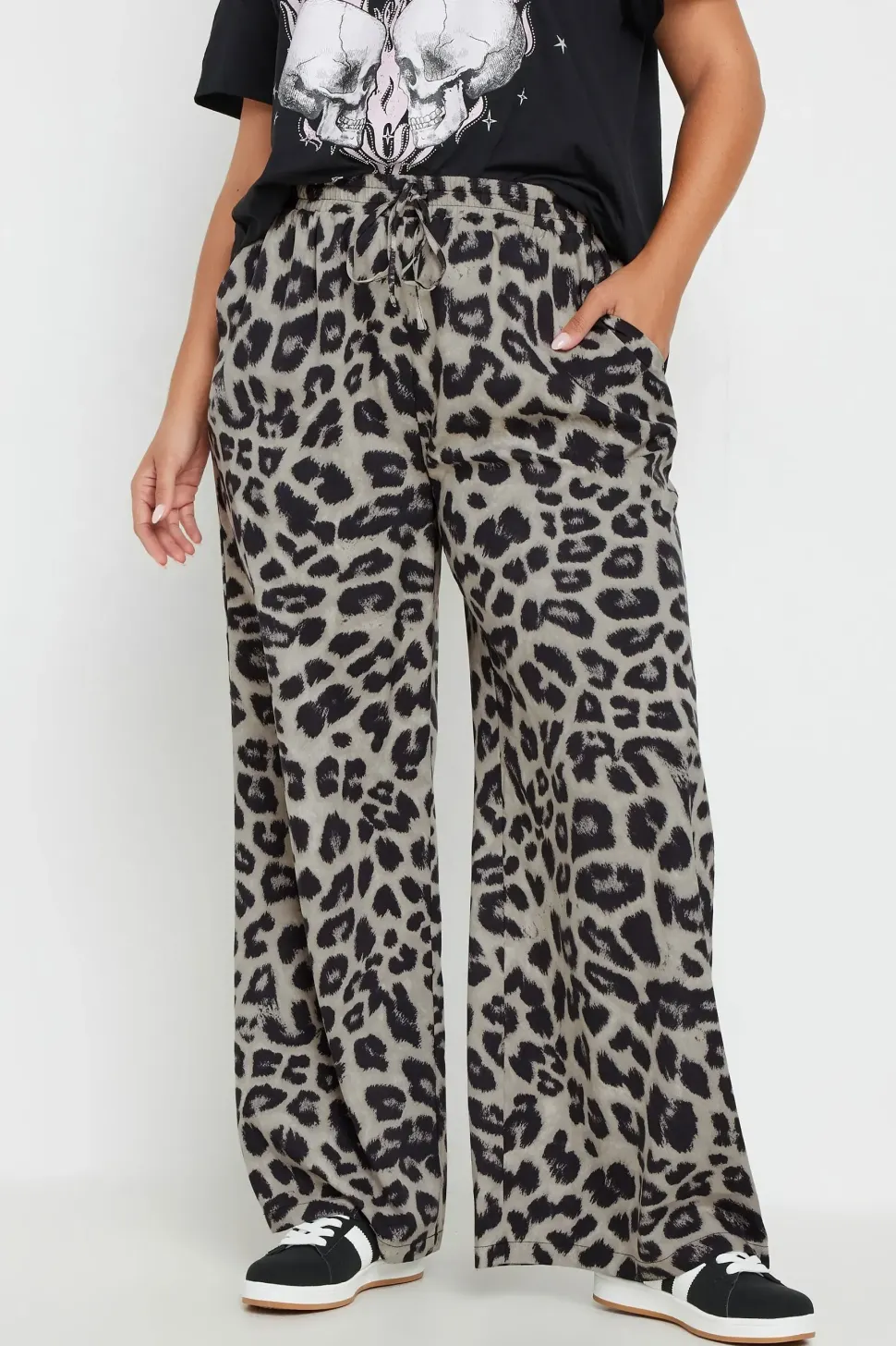 Leopard Print Wide Leg Trousers