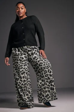 Leopard Print Wide Leg Trousers