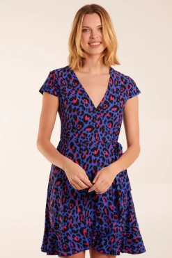 Leopard Print Wrap Mini Dress