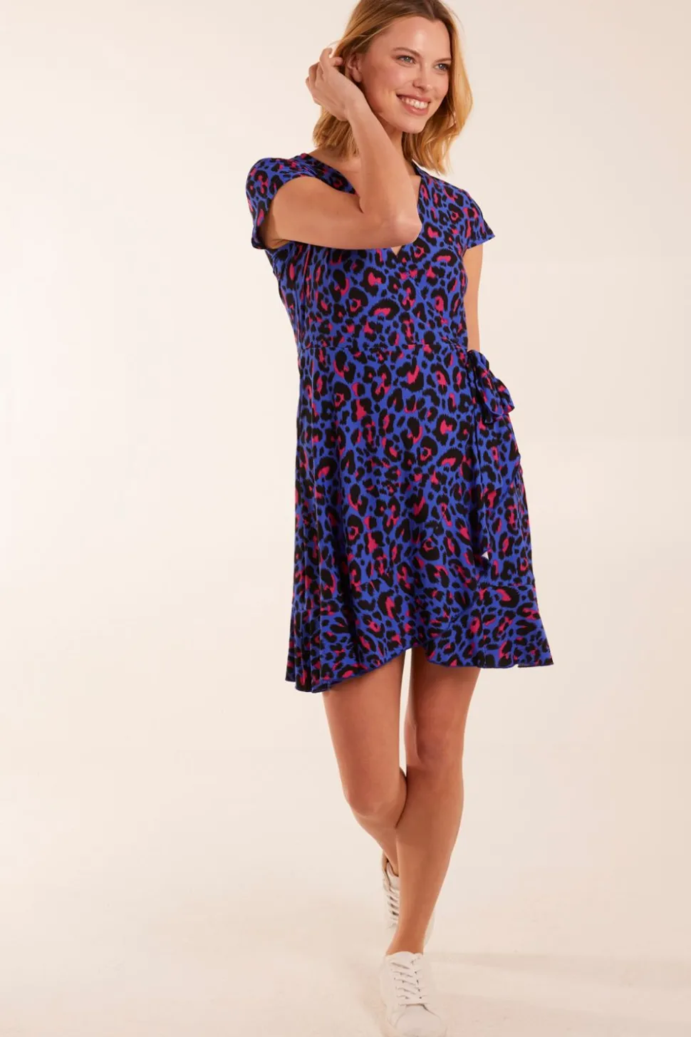 Leopard Print Wrap Mini Dress