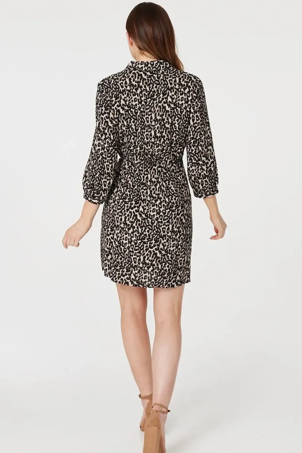 Leopard Print Wrap Shirt Dress