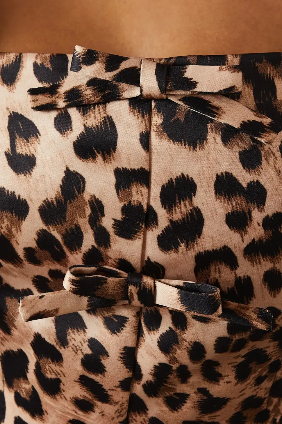 Leopard Satin Tie Front Corset Top