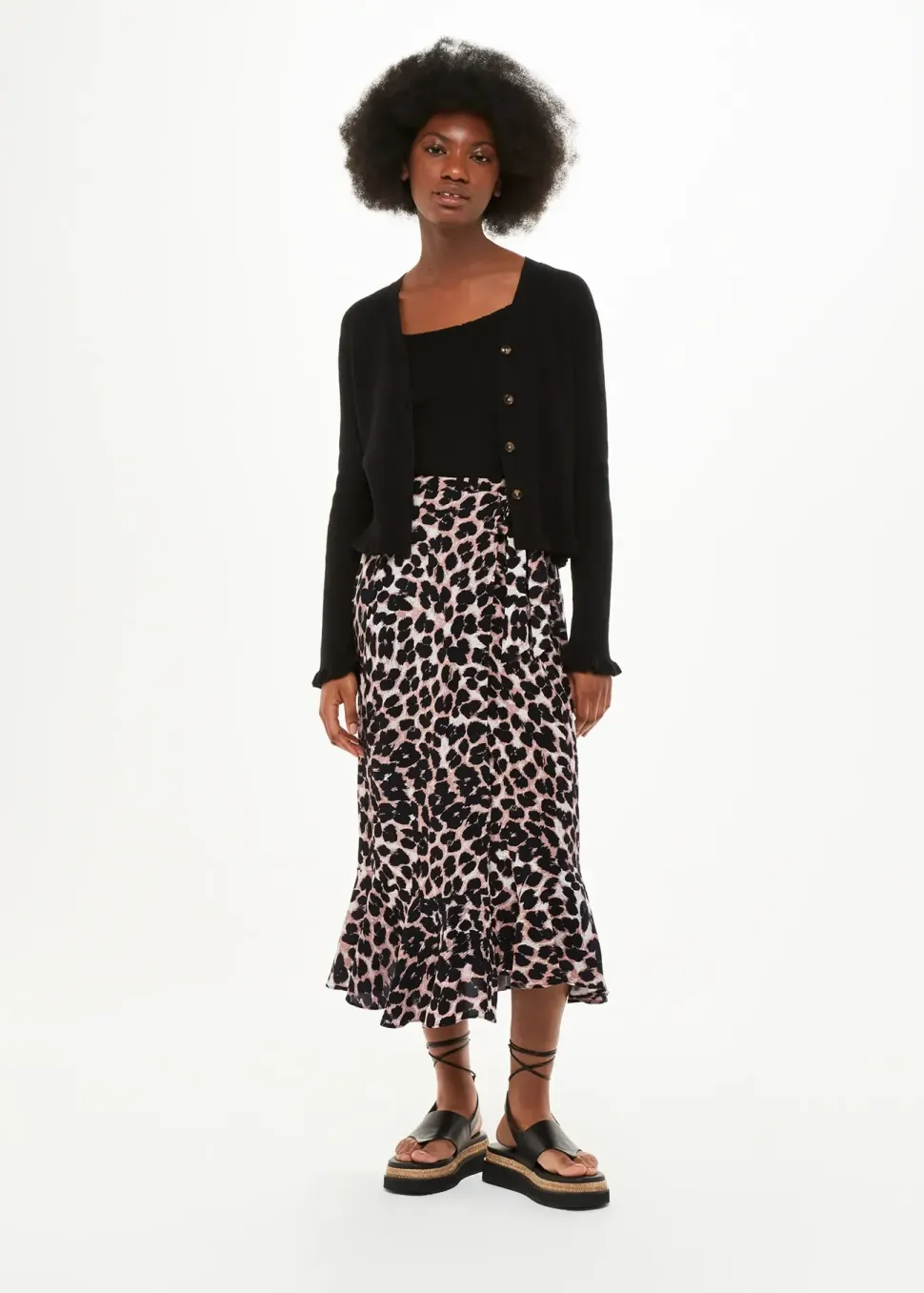Leopard Spot Wrap Skirt-Leopard Print