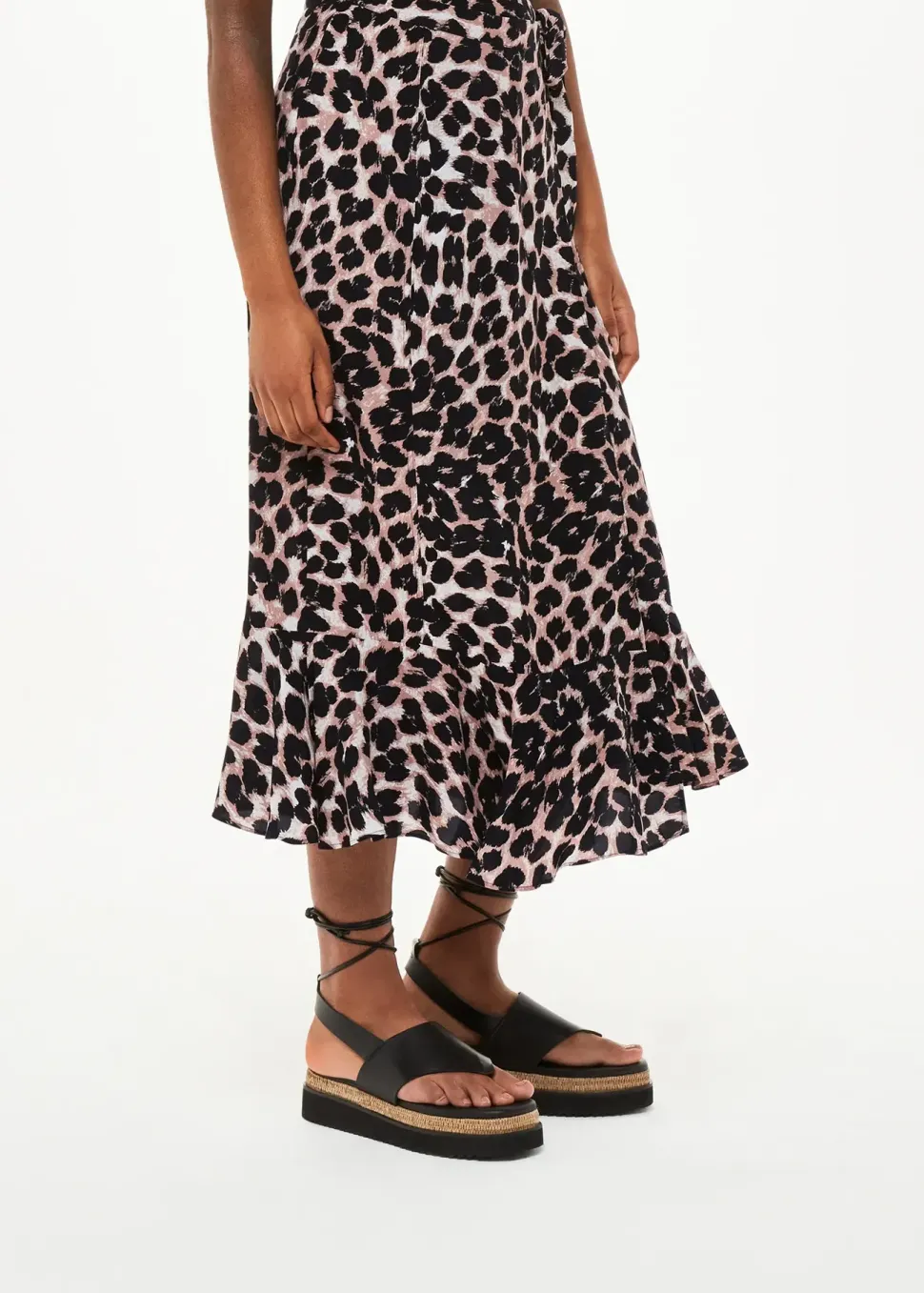 Leopard Spot Wrap Skirt-Leopard Print