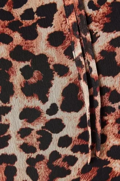Leopard Tie Neck Chiffon Blouse