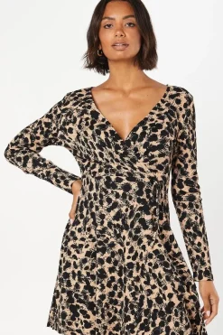 Leopard Wrap Mini Dress