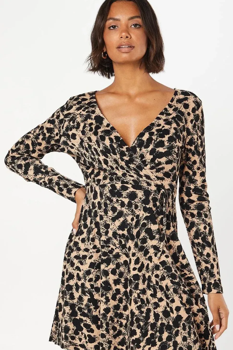 Leopard Wrap Mini Dress