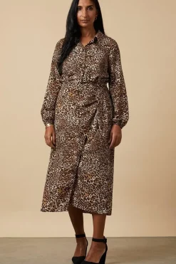 Leopard Wrap Waist Dress
