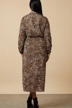 Leopard Wrap Waist Dress