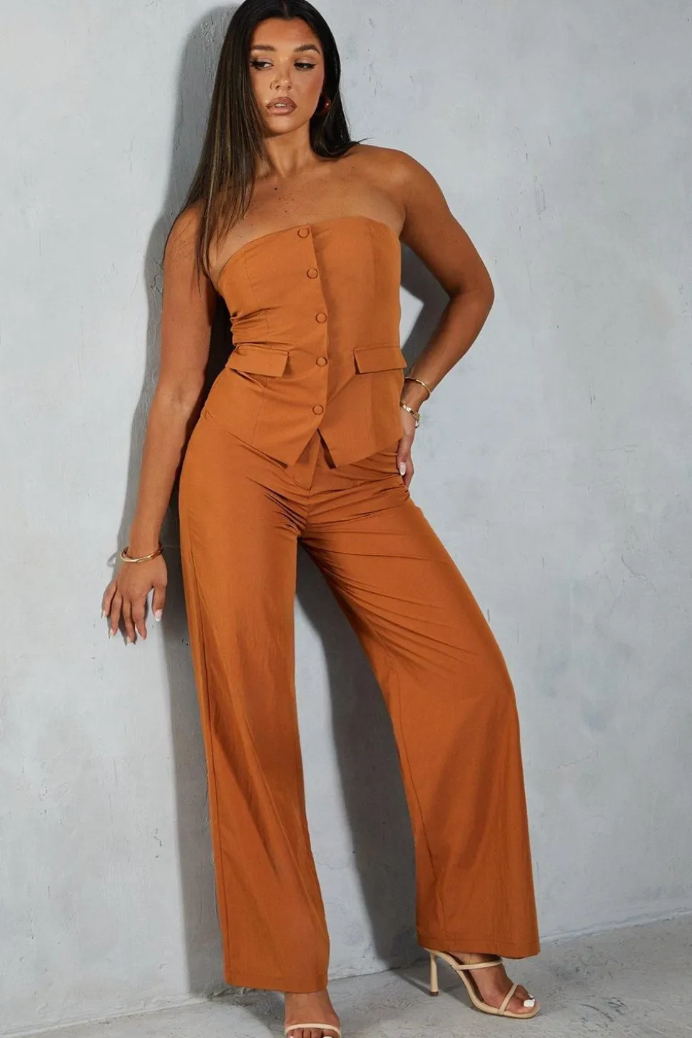 Lightweight Woven Tailored Bandeau Longline Top