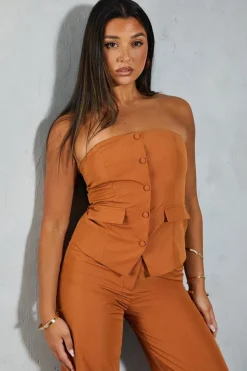 Lightweight Woven Tailored Bandeau Longline Top