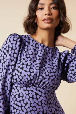 Lilac Spot Empire Midi Dress