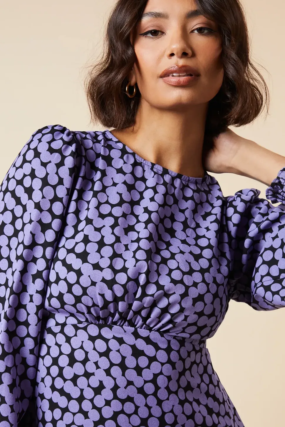 Lilac Spot Empire Midi Dress