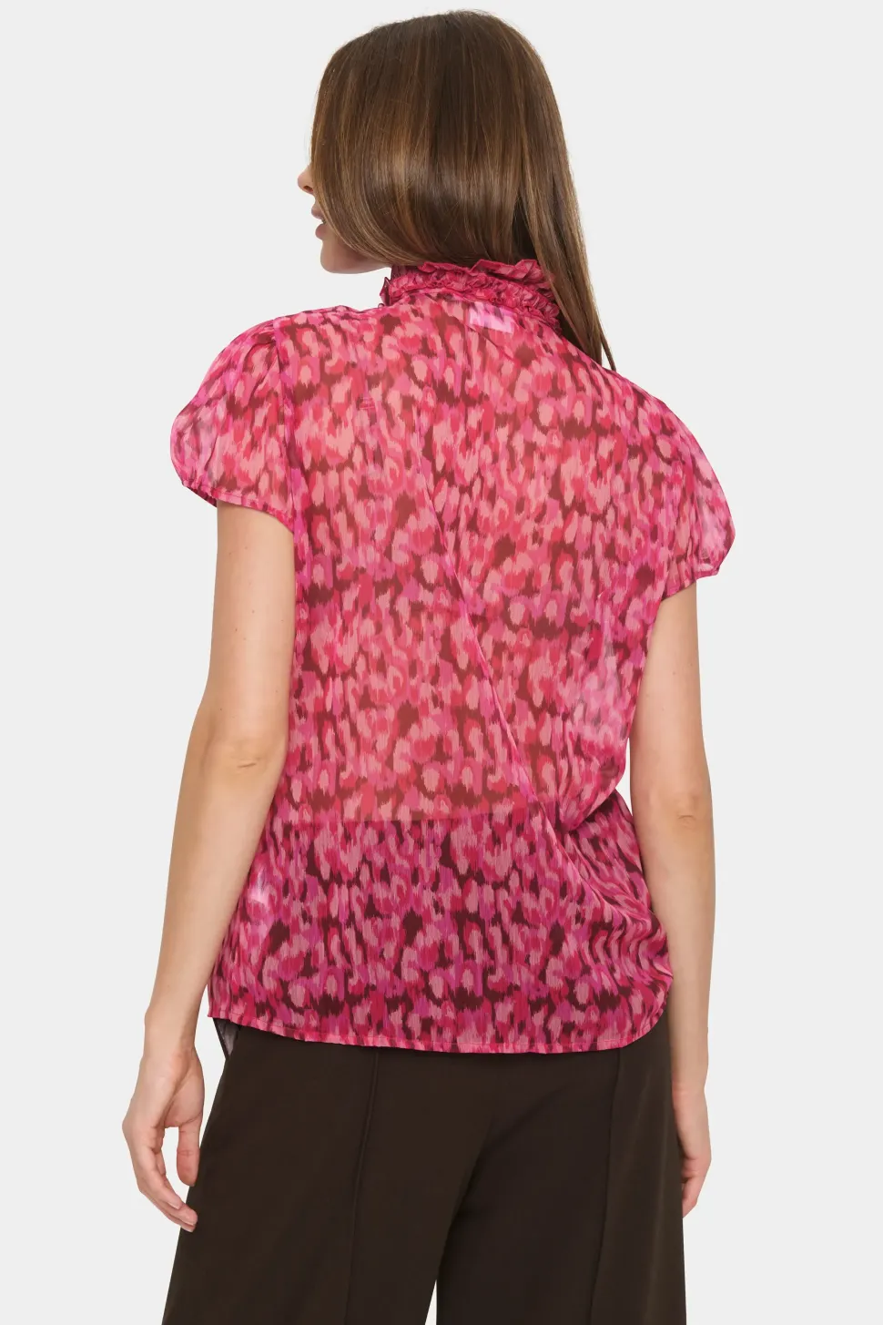 Lilja Short Sleeve Ruffle Blouse-Printed