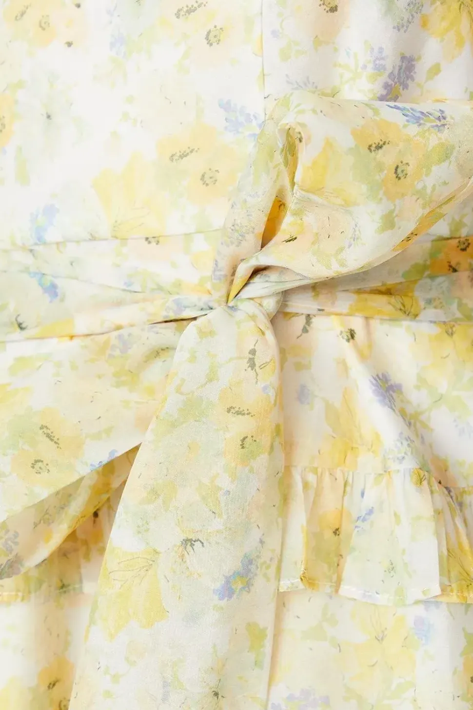 Lime Floral Ruffle Organza Mini Dress