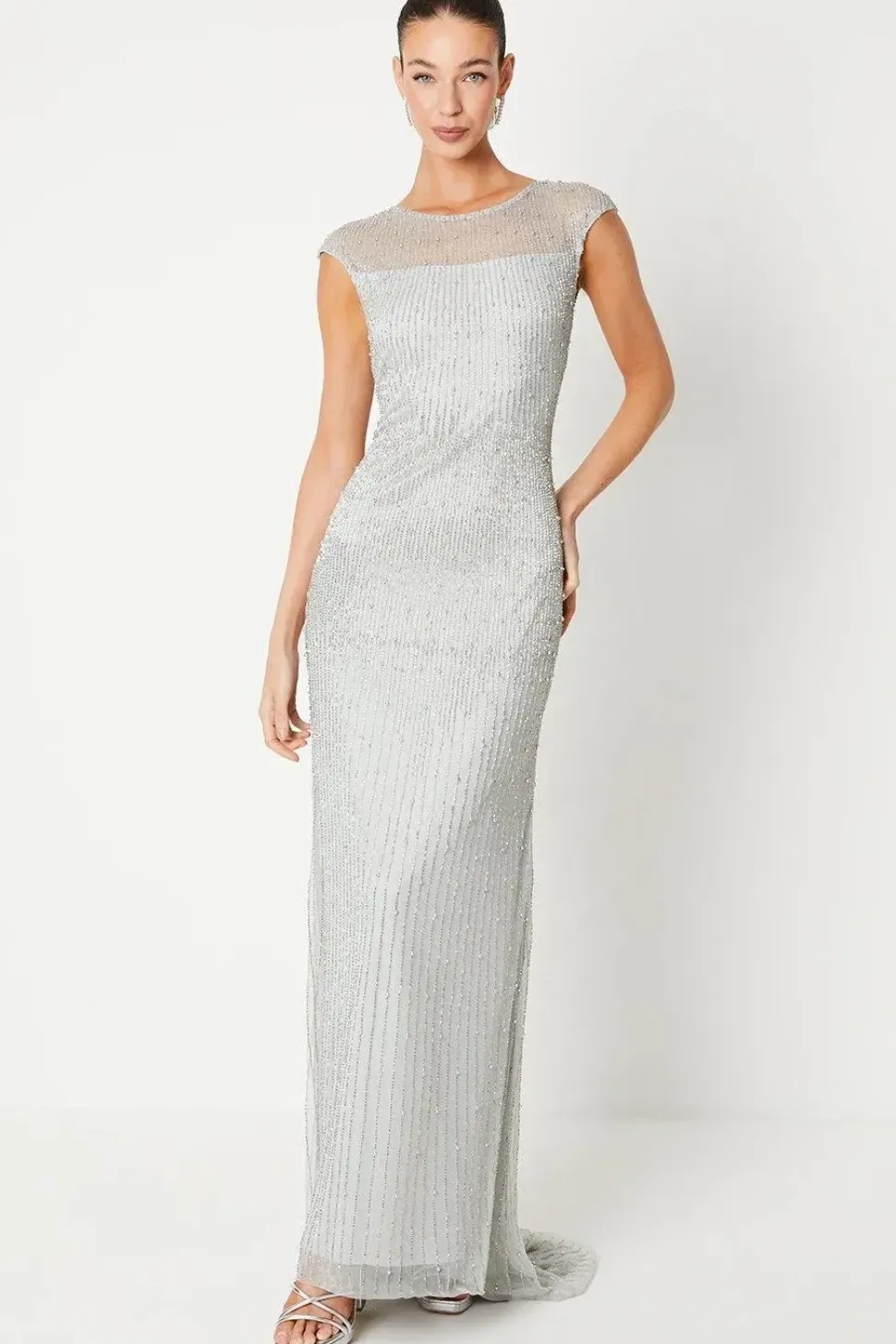 Linear Beaded Sculpting Maxi Dress