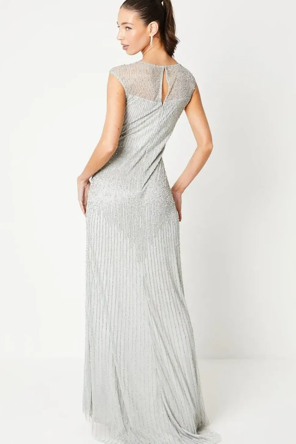 Linear Beaded Sculpting Maxi Dress