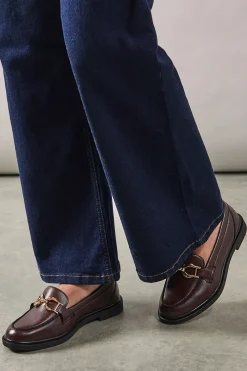 Lineka Faux Leather Metal Snaffle Smart Loafers