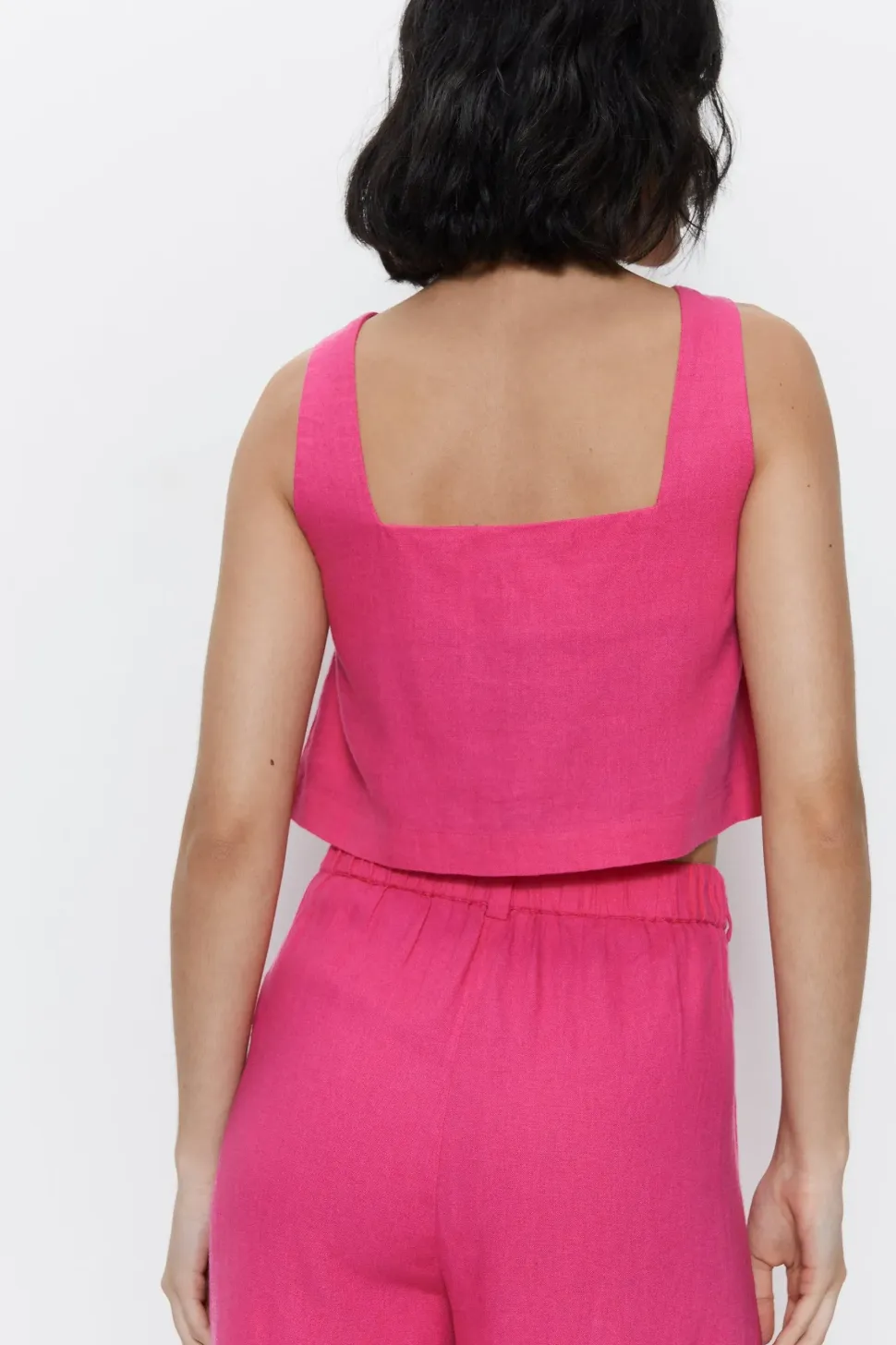 Linen Box Strappy Crop Top