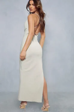 Linen Cowl Neck Maxi Dress