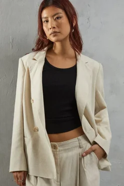 Linen Double Breasted Relaxed Blazer