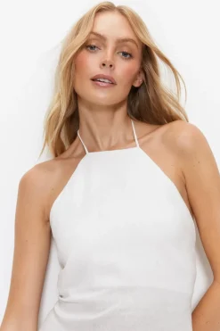 Linen Halter Neck Mini Dress