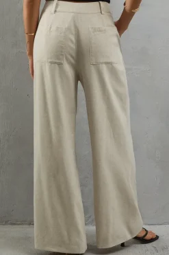 Linen High Waist Wide Leg Trouser