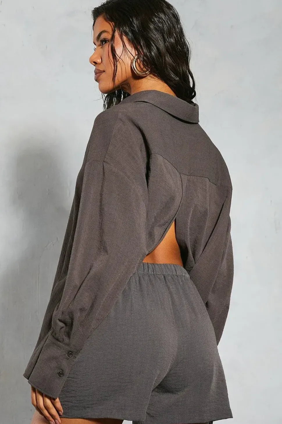 Linen Look Button Front Shorts