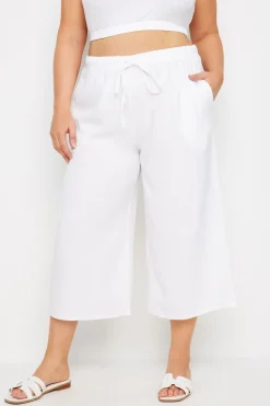 Linen Look Cropped Trousers