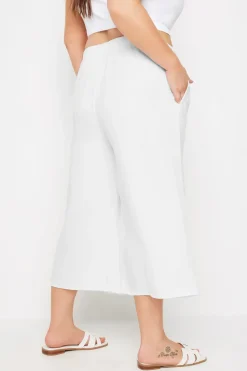 Linen Look Cropped Trousers
